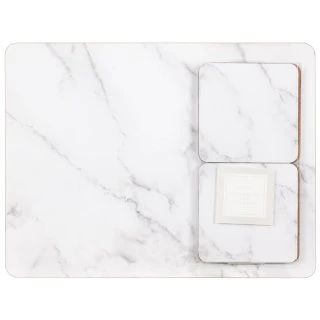 B&M Modern Cork Placemat & Coaster Set 8pc - Marble 2 B&M Modern Cork Placemat & Coaster Set 8pc - Marble - Image 2