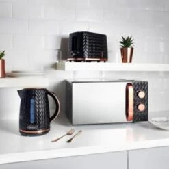 Goodmans Textured 2 Slice Toaster - Black & Rose Gold -Home Kitchen 354906 358961 355248 goodmans black and rose gold textured breakfast set lifestyle