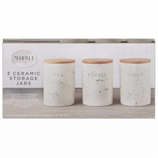 B&M Marble Effect Kitchen Canisters 3pc 2 B&M Marble Effect Kitchen Canisters 3pc - Image 2