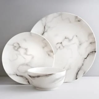 B&M White Marble Effect Dinner Set 12pc 1 B&M White Marble Effect Dinner Set 12pc