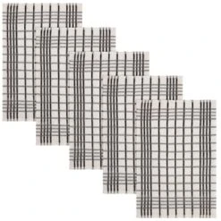B&M Essentials Check Tea Towels - Black 5pk -Home Kitchen 380235 5pk check tea towels black 2