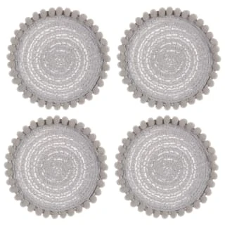 B&M Pom Pom Coasters - Grey 4pk 3 B&M Pom Pom Coasters - Grey 4pk - Image 3