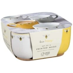 B&M Bee Happy Printed Mugs - 4pk -Home Kitchen 380506 4pk printed mugs bee happy 2