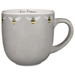 B&M Bee Happy Printed Mugs - 4pk -Home Kitchen 380506 4pk printed mugs bee happy grey