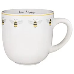B&M Bee Happy Printed Mugs - 4pk -Home Kitchen 380506 4pk printed mugs bee happy white