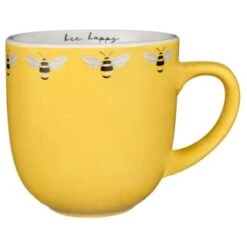B&M Bee Happy Printed Mugs - 4pk -Home Kitchen 380506 4pk printed mugs bee happy yellow