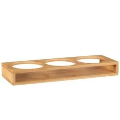 B&M Natural Home Glass Jars In Bamboo Stand 3pk -Home Kitchen 380530 3pk natural home glass jars in bamboo stand 5