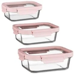 B&M Pink Glass Food Container - Small -Home Kitchen 380659 380660 380661 glass food container pink large 2