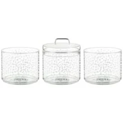 B&M Printed Glass Stackable Storage Jars 3pc - White -Home Kitchen 396484 3pk printed glass stackable storage jars white 2
