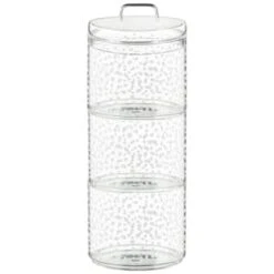 B&M Printed Glass Stackable Storage Jars 3pc - White -Home Kitchen 396484 3pk printed glass stackable storage jars white 4