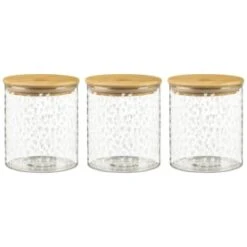 B&M Printed Glass Bamboo Storage Jars 3pc -Home Kitchen 396485 3pk printed glass bamboo storage jars 2